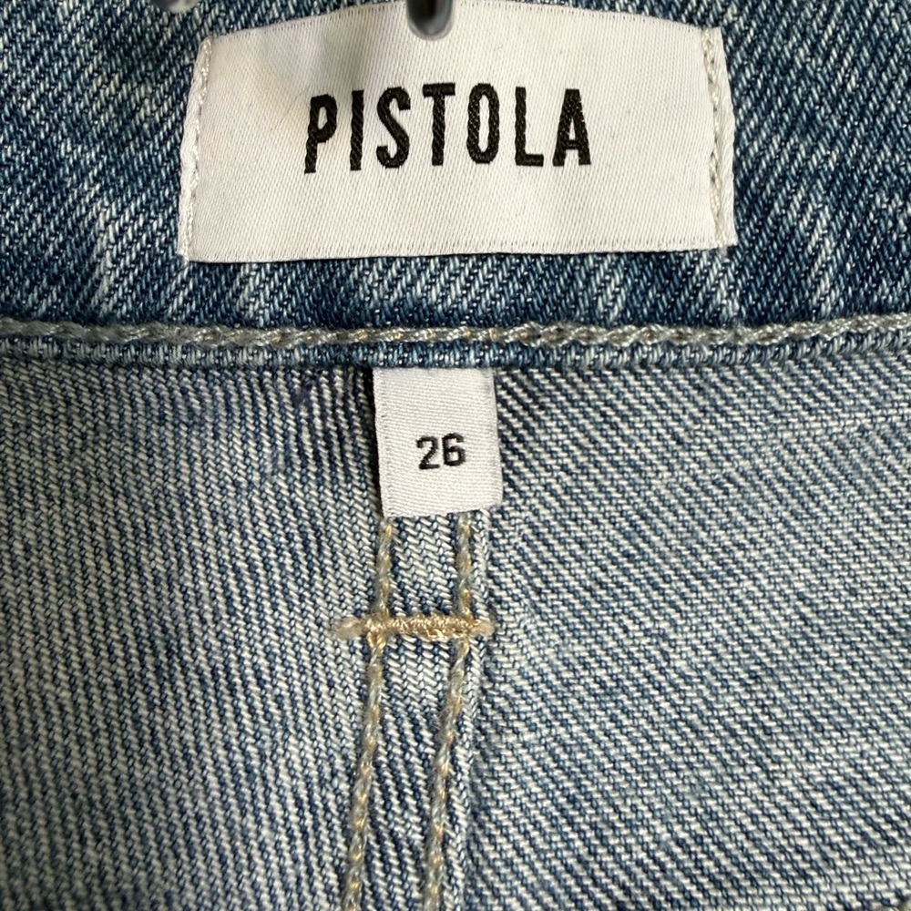 PISTOLA Cassie Light Blue Cuffed Cropped High-Rise Straight Jeans - NEW - 26 - Picture 4 of 6